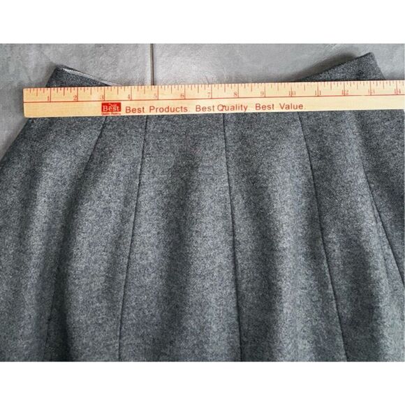 MADEWELL Heather Gray Structured Wool TURNOUT SKIRT Mesh Inset Full Flare Size 0 - Picture 7 of 10